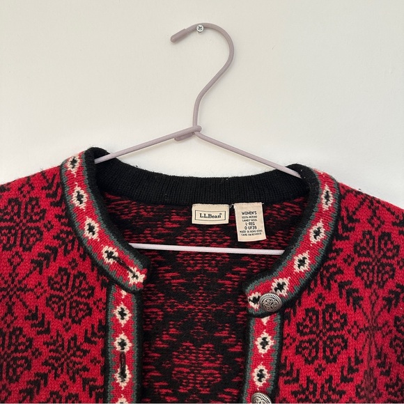 Nordic Inspired LL Bean Wool Sweater Cardigan - Picture 7 of 7